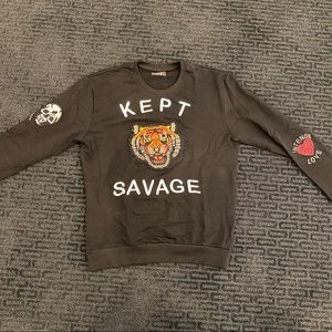 Mens beads & patch decal sweater